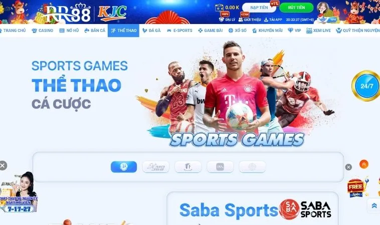 Sảnh thể thao RR88 thiết kế giao diện đẹp, chuyên nghiệp