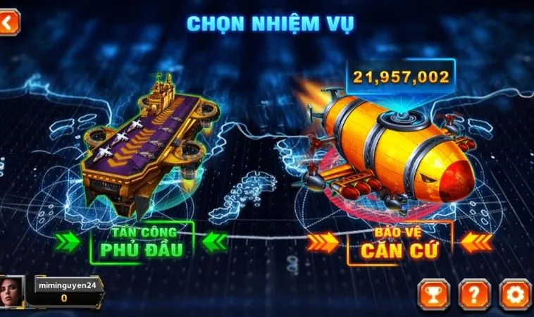 Chọn nhiệm vụ trong game Bắn Cá Đại Chiến B52 Tại RR88