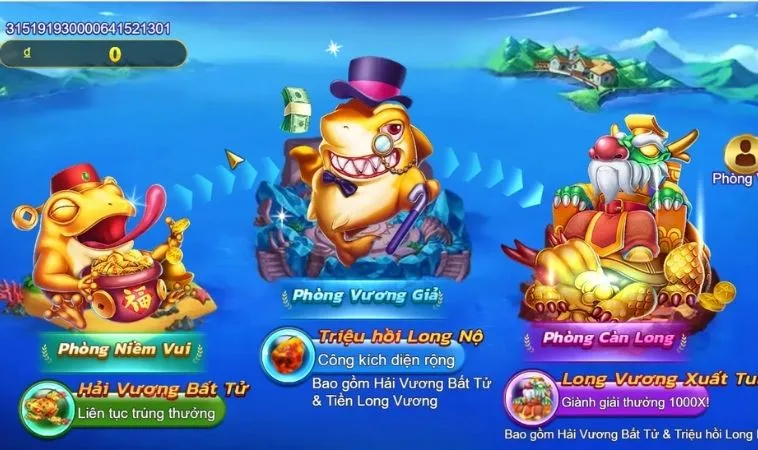 Các phòng chơi trong game Bắn Cá Royal Fishing Tại RR88