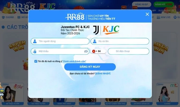 Biểu mẫu đăng ký RR88