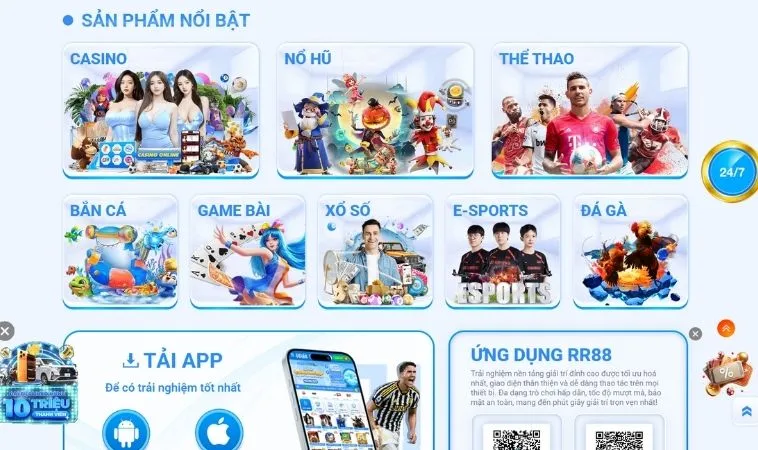 Đa dạng các thể loại game để trải nghiệm tại nhà cái RR88