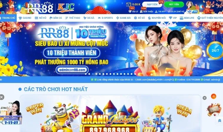 Giao diện trang chủ nhà cái RR88