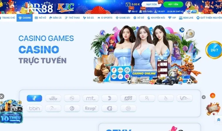 Sảnh Casino Online RR88 thiết kế giao diện hiện đại