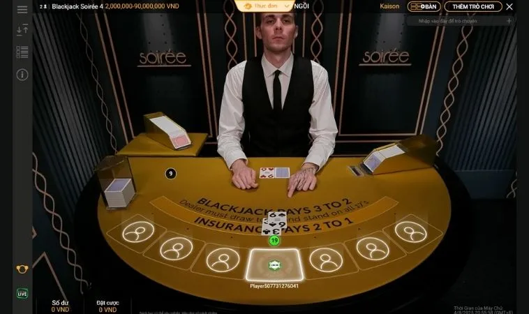 Giao diện đánh Blackjack Tại RR88