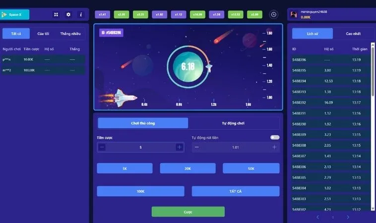 Giao diện chơi game nhanh ZetX